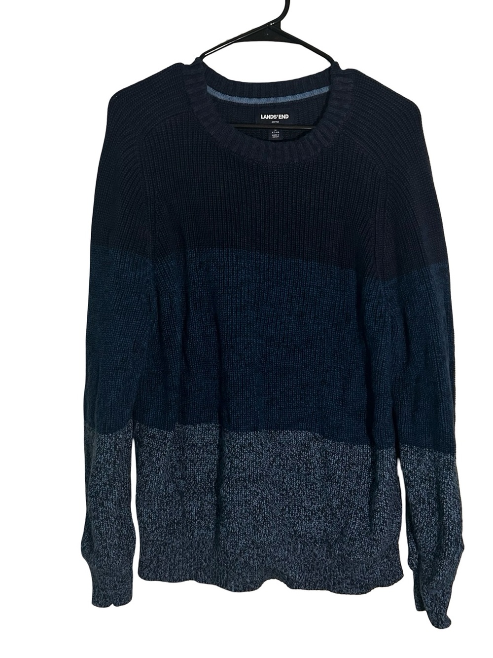 Lands' End Men’s Navy Blue Colorblock Crewneck Sweater